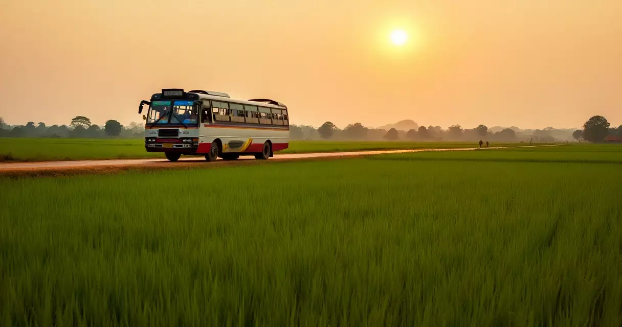 រថយន្ត Express ដំណើរក្នុងស្រុកកម្ពុជា កាត់វាលស្រែ