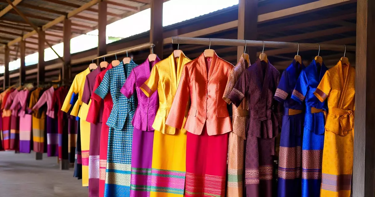 ហាងសម្លៀកបំពាក់ខ្មែរទាន់សម័យនៅផ្សារក្នុងទីក្រុងភ្នំពេញ