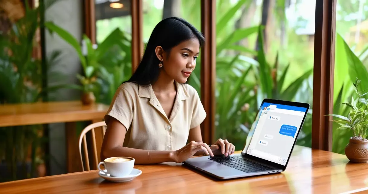 ស្ត្រីខ្មែរប្រើ AI tool នៅតាមហាងកាហ្វេ ភ្នំពេញ ២០២៦