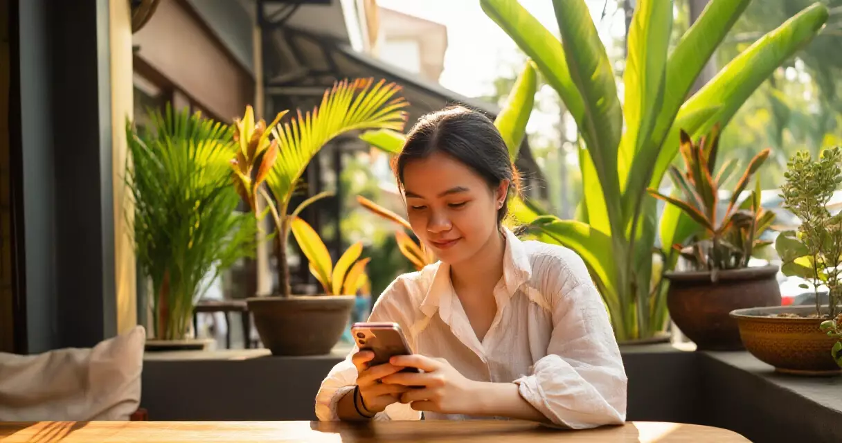 យុវជនខ្មែរប្រើ smartphone ស្វែងរក internet នៅហាងកាហ្វេក្នុងភ្នំពេញ